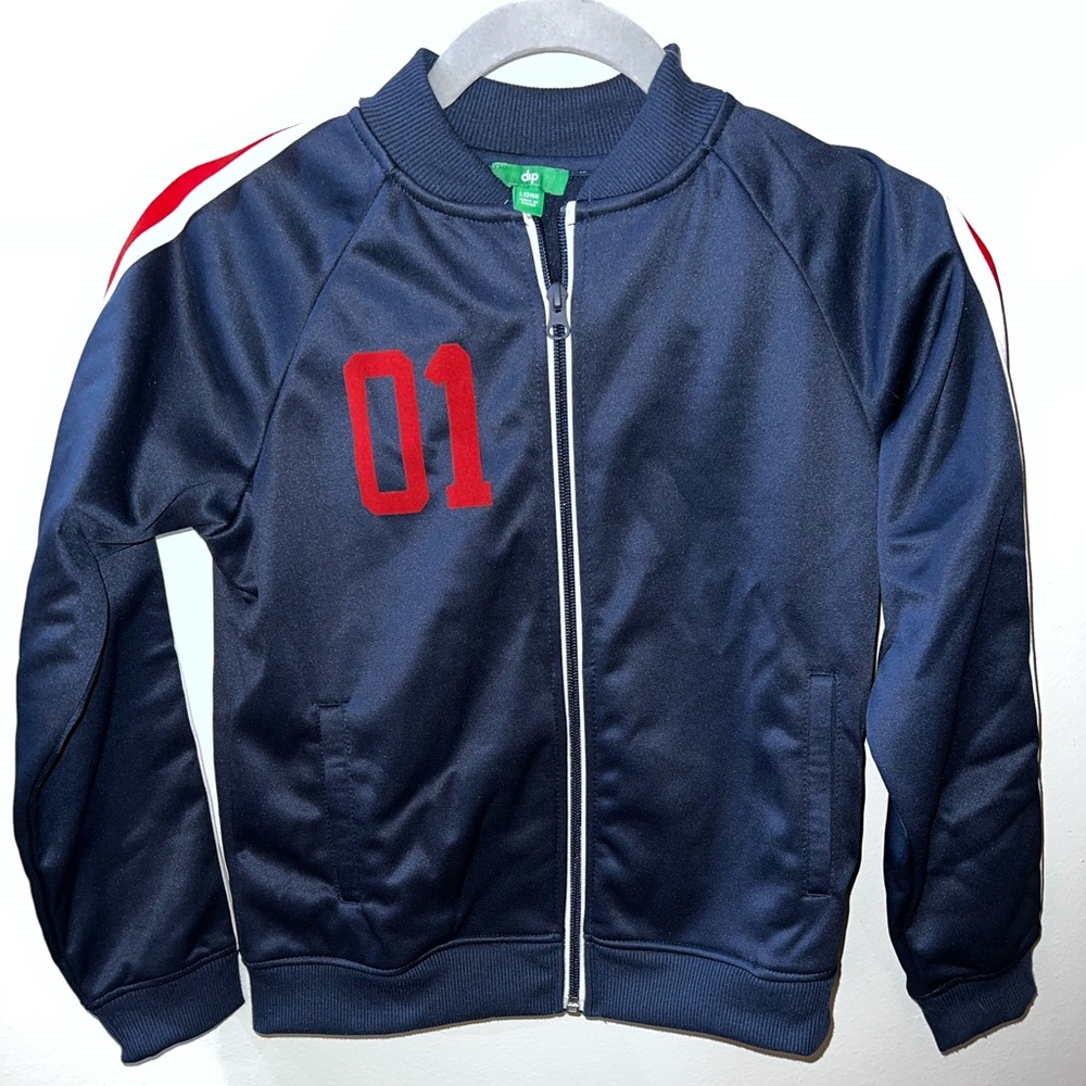 Navy Blue Zip-Up Jacket with Red Number
